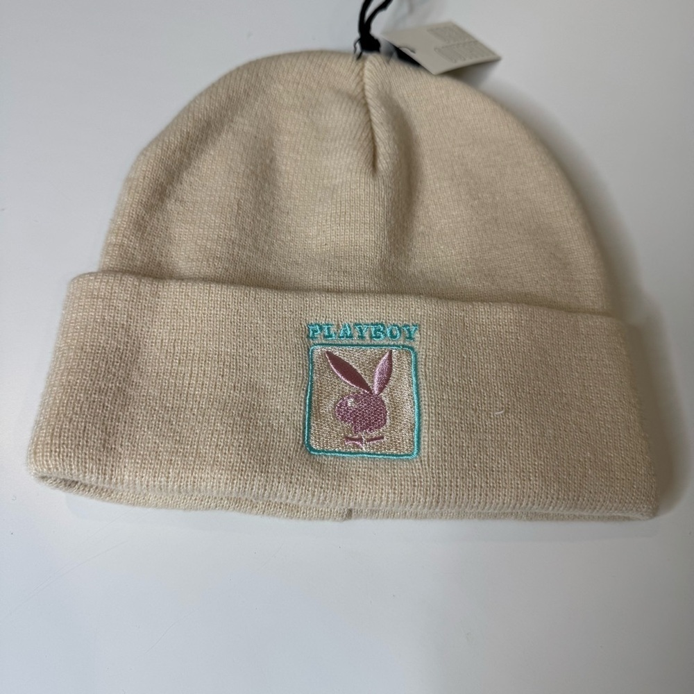 Urban outfitters by PLAYBOY Beige Beanie with Logo